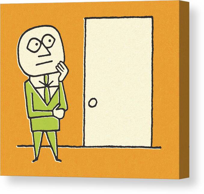 Adult Canvas Print featuring the drawing Businessman Standing In Front of a Door by CSA Images