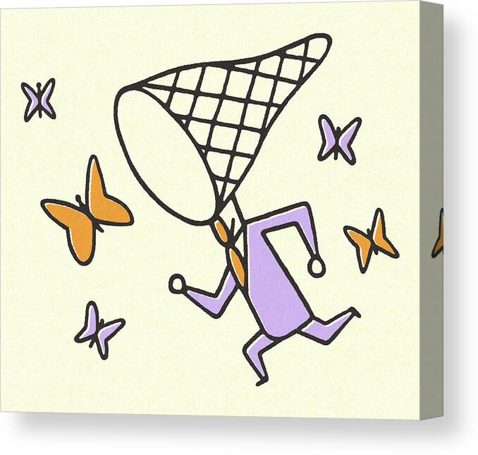 Activity Canvas Print featuring the drawing Catching Butterflies by CSA Images