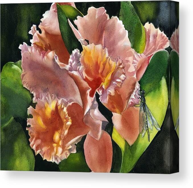 Coral Orchid Canvas Print featuring the painting Coral Orchid by Alfred Ng
