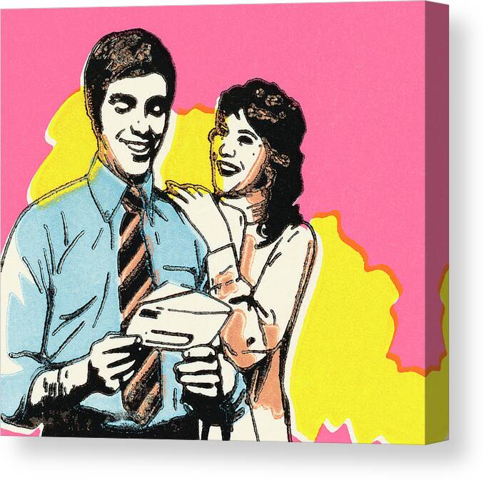 Adult Canvas Print featuring the drawing Couple receives good news by CSA Images
