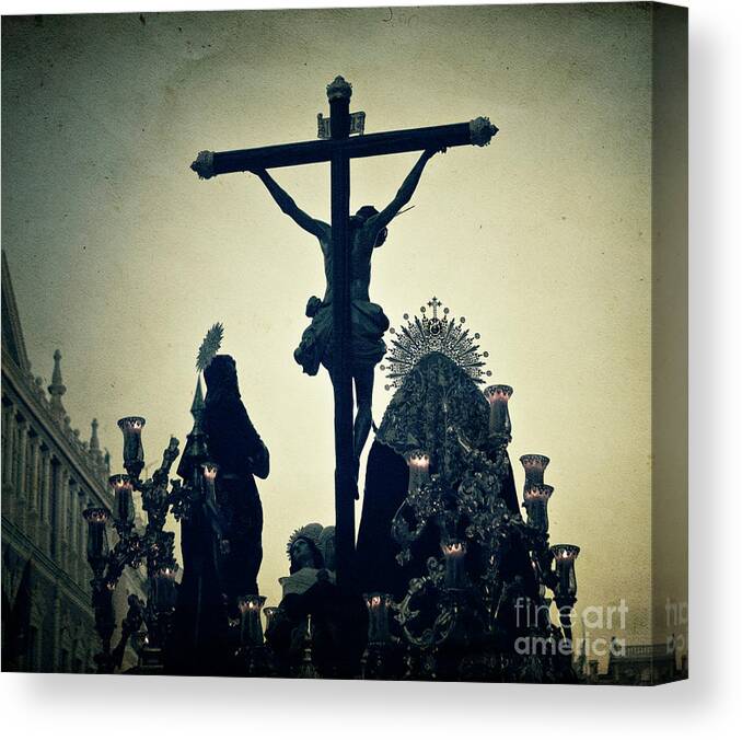 Religious Cross Canvas Print featuring the photograph Crucifixion Scene During Holy Week by Thepalmer