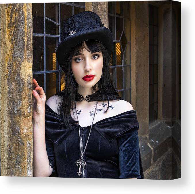 Whitby
Fashion
Hat
Goth
Gothis
Beauty
Glamour Canvas Print featuring the photograph Dark Beauty by Daniel Springgay