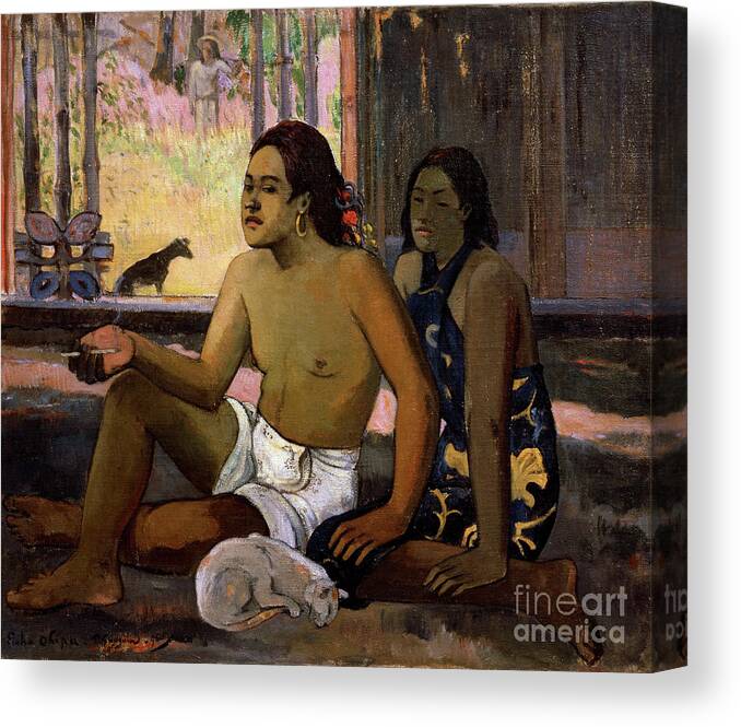 Paul Gauguin Canvas Print featuring the drawing Eiaha Ohipa Not Working. Tahitians by Heritage Images