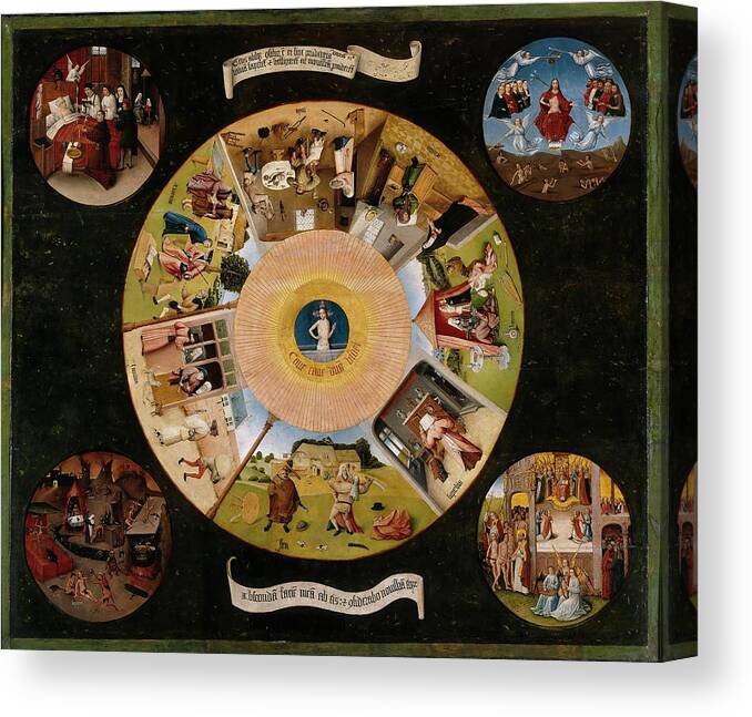 Hieronymus Bosch Canvas Print featuring the painting El Bosco / 'Table of the Mortal Sins', Late 15th century, Flemish School. HIERONYMUS BOSCH . JESUS. by Hieronymus Bosch -c 1450-1516-