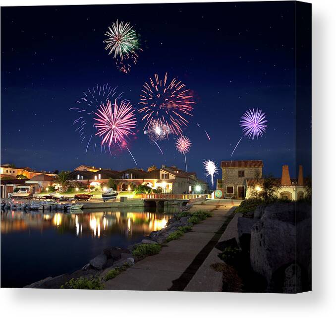 Event Canvas Print featuring the photograph Fireworks by Dsgpro