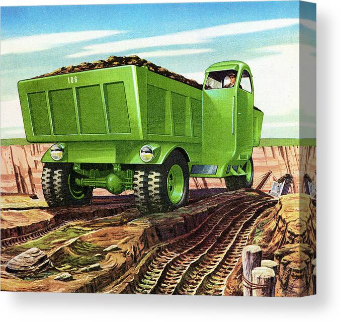 Campy Canvas Print featuring the drawing Futuristic Dump Truck by CSA Images