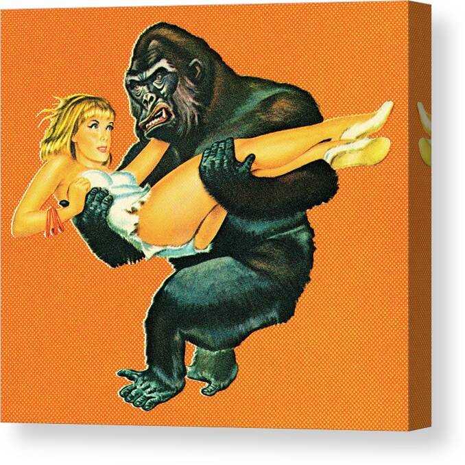 Abduction Canvas Print featuring the drawing Gorilla with woman by CSA Images