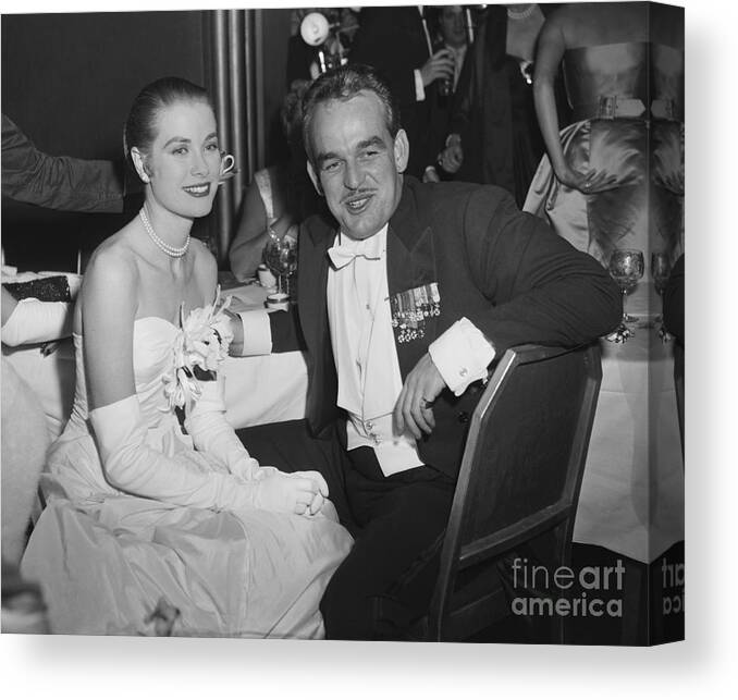 Charity Benefit Canvas Print featuring the photograph Grace Kelly And Prince Rainier IIi by Bettmann