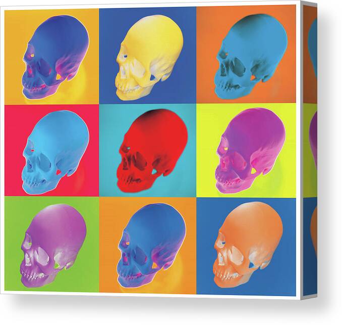 In A Row Canvas Print featuring the digital art Grid Of Human Skulls by Stockbyte
