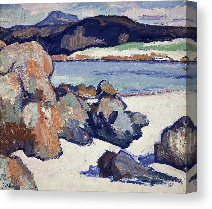 Samuel John Peploe Canvas Print featuring the painting Iona Landscape - Rocks, 1927 by Samuel John Peploe