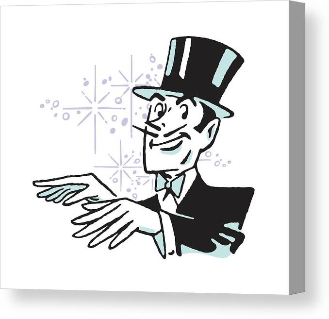 Accessories Canvas Print featuring the drawing Magician in Mid-Trick by CSA Images