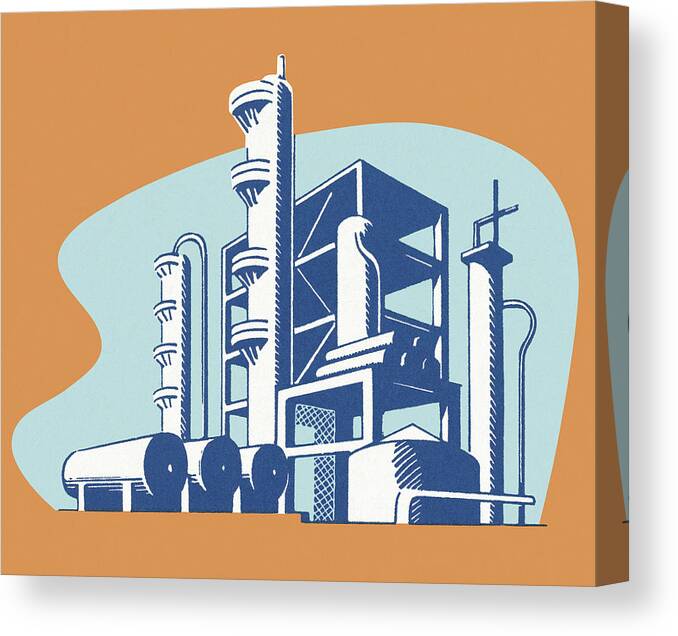 Campy Canvas Print featuring the drawing Manufacturing Plant by CSA Images