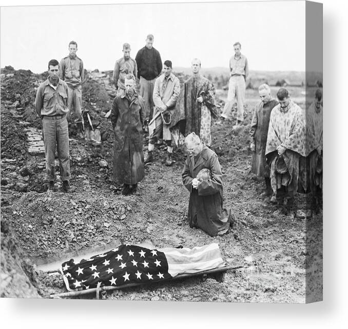 People Canvas Print featuring the photograph Marine Funeral In Okinawa by Bettmann