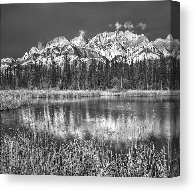 Disk1215 Canvas Print featuring the photograph Miette Range And Talbot Lake Alberta by Tim Fitzharris