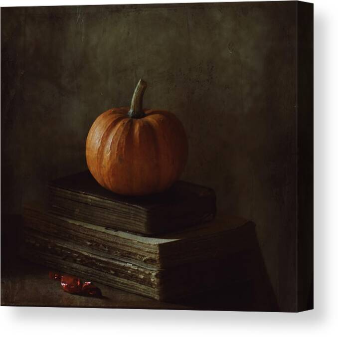 Pumpkin Canvas Print featuring the photograph Once Upon A Pumpkin by Delphine Devos