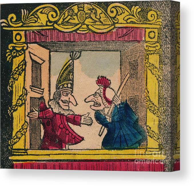 Puppet Show Canvas Print featuring the drawing Punch And Judy by Print Collector