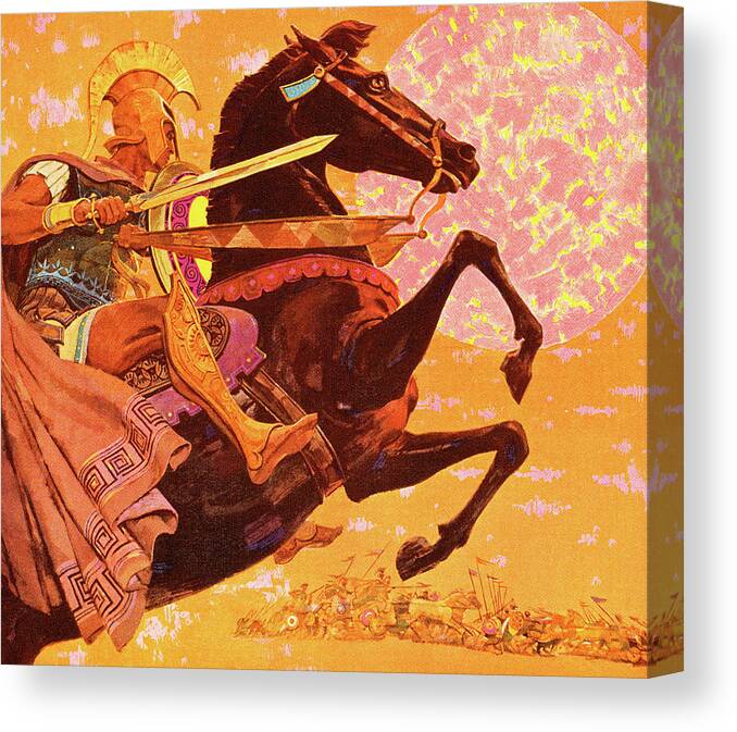 Adventure Canvas Print featuring the drawing Roman Soldier on Horseback by CSA Images