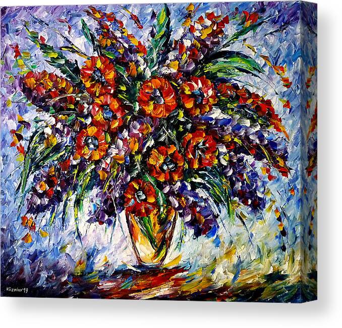 Wild Flower Painting Canvas Print featuring the painting Romantic Moment by Mirek Kuzniar