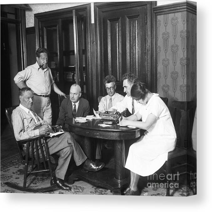 People Canvas Print featuring the photograph Scopes Trial Defense Council by Bettmann