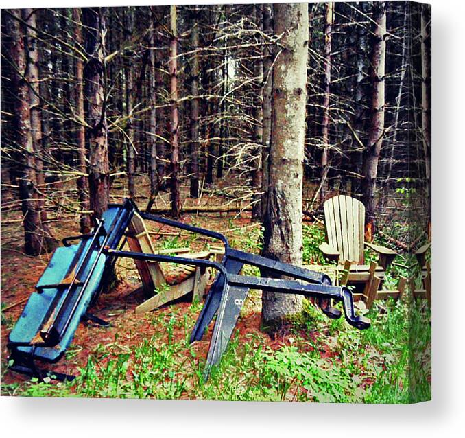 Ski Chairs And Chairs Canvas Print featuring the photograph Ski Chairs and Chairs by Cyryn Fyrcyd