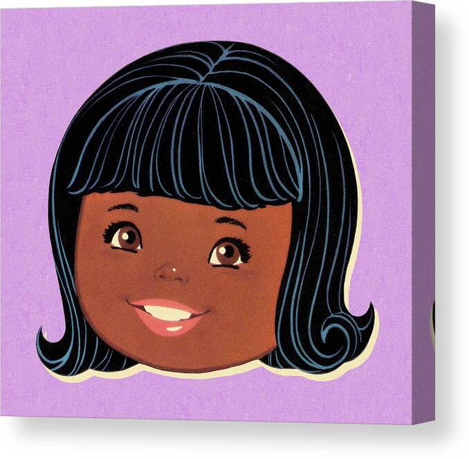 African American Canvas Print featuring the drawing Smiling African American Girl by CSA Images