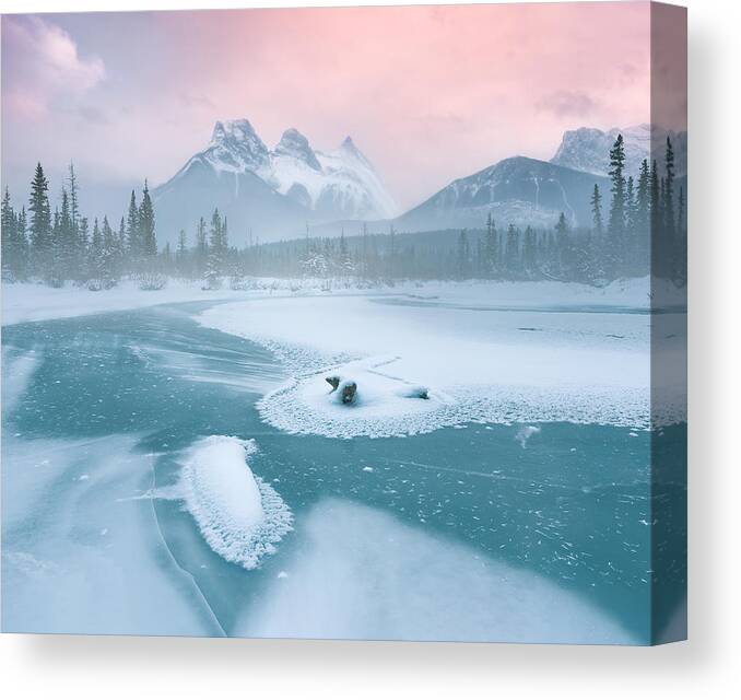 Snow Canvas Print featuring the photograph Snow Valley Dawn by Gu And Hongchao