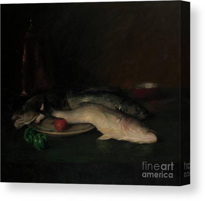 Oil Painting Canvas Print featuring the drawing Still Life Fish by Heritage Images