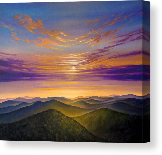 Realism Canvas Print featuring the painting Sunset by Svetoslav Stoyanov