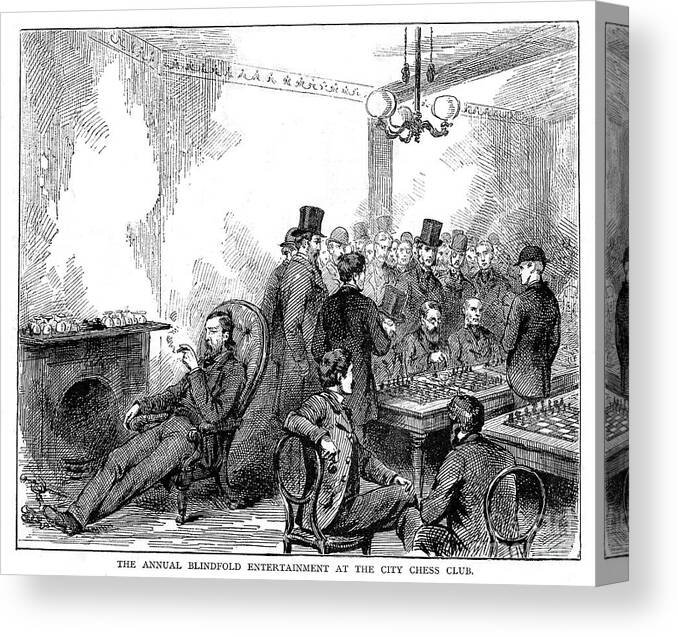 Engraving Canvas Print featuring the drawing The Annual Blindfold Entertainment by Print Collector