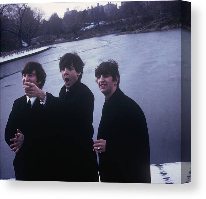 Paul Mccartney Canvas Print featuring the photograph The Beatles In Central Park by Art Zelin