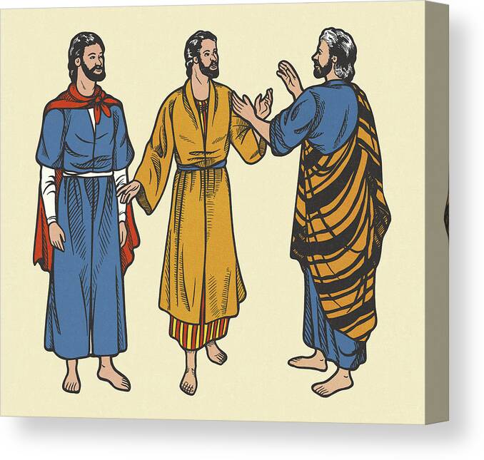 Adult Canvas Print featuring the drawing Three Men Wearing Robes by CSA Images