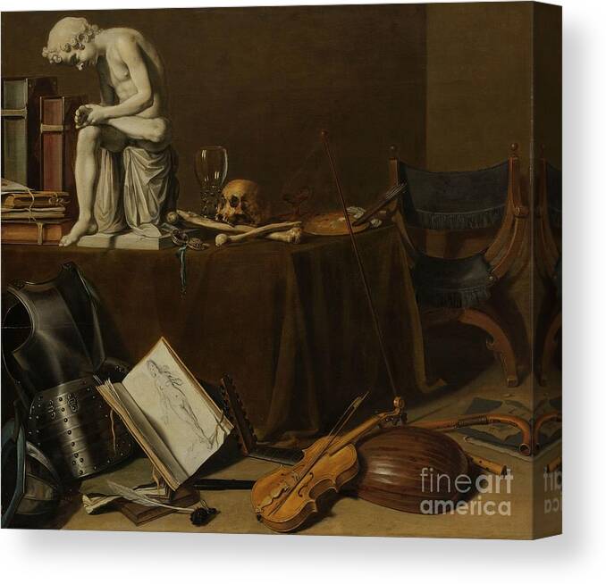 Vanitas Canvas Print featuring the painting Vanitas Still Life With The Spinario, 1628 by Pieter Claesz