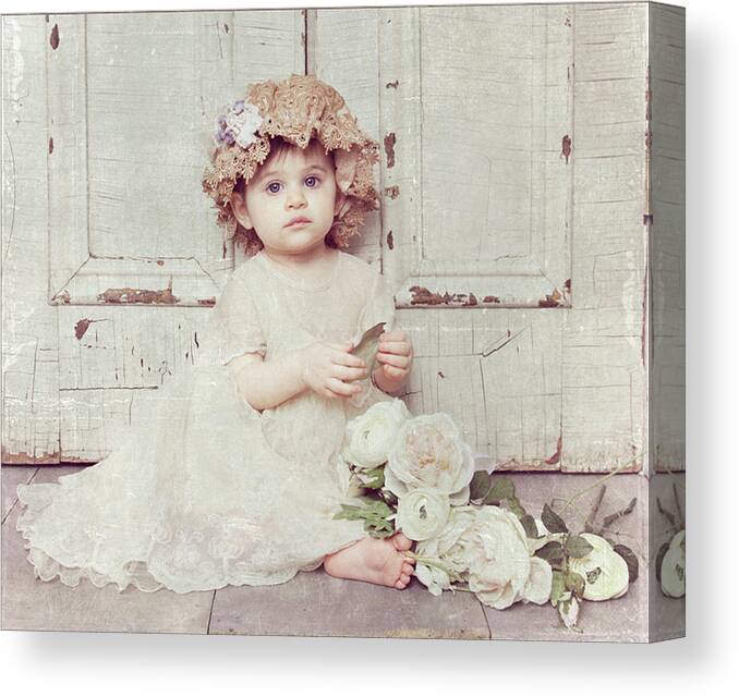 Baby Girl Canvas Print featuring the photograph Victorian Baby On Porch by Liz Zernich