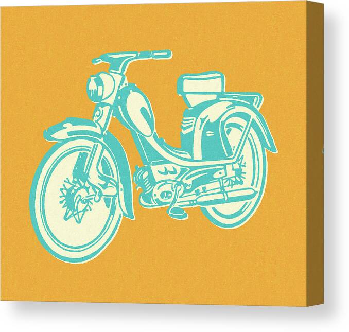 Bike Canvas Print featuring the drawing Vintage Moped by CSA Images