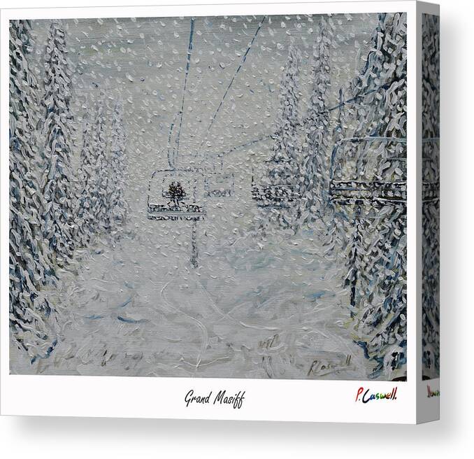 Grand Canvas Print featuring the painting Vintage Ski Poster Grand Masiff by Pete Caswell