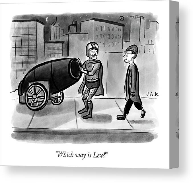 which Way Is Lex? Cannon Canvas Print featuring the drawing Which Way is Lex? by Jason Adam Katzenstein