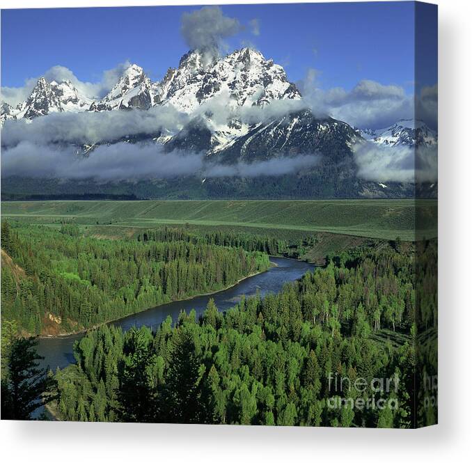 Dave Welling Canvas Print featuring the photograph Clearing Storm Snake River Overlook Grand Tetons Np #1 by Dave Welling