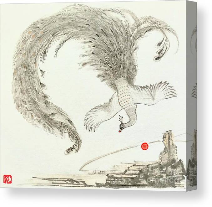 Amulet Canvas Print featuring the painting The Bird Fighting Disaster #3 by Fumiyo Yoshikawa