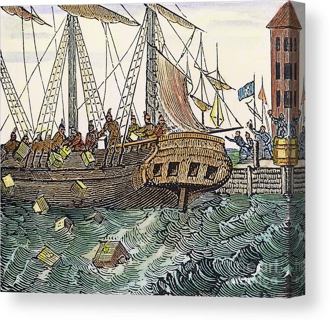 1773 Canvas Print featuring the photograph The Boston Tea Party, 1773 #1 by Granger