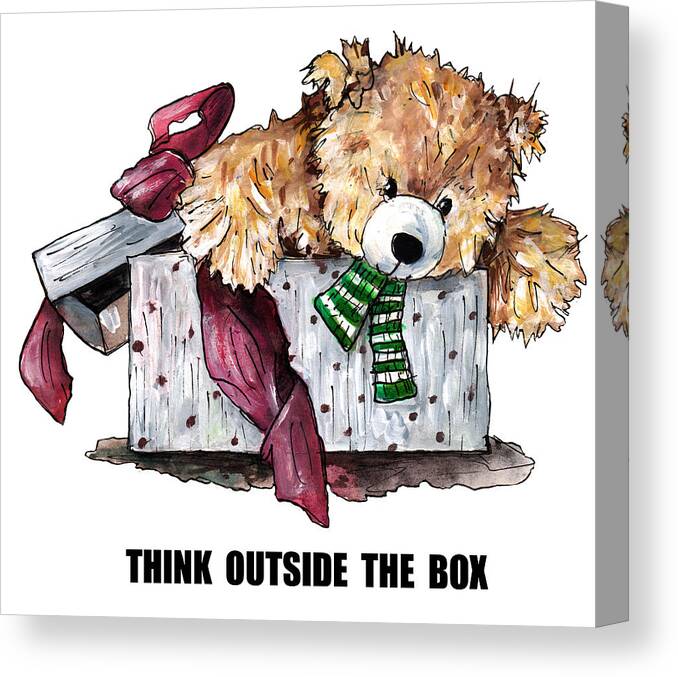 Teddies Canvas Print featuring the painting Think Outside The Box #1 by Miki De Goodaboom