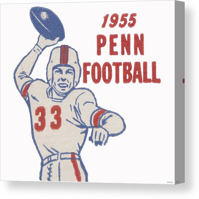 Penn Canvas Print featuring the mixed media 1955 Penn Football Art by Row One Brand