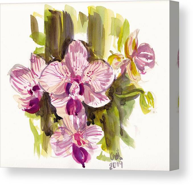 Flower Canvas Print featuring the painting Pink Orchids by George Cret