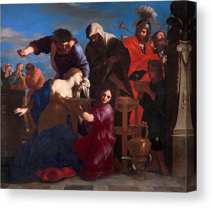 Giovanni Francesco Romanelli Canvas Print featuring the painting The Sacrifice of Polyxena #6 by Giovanni Francesco Romanelli