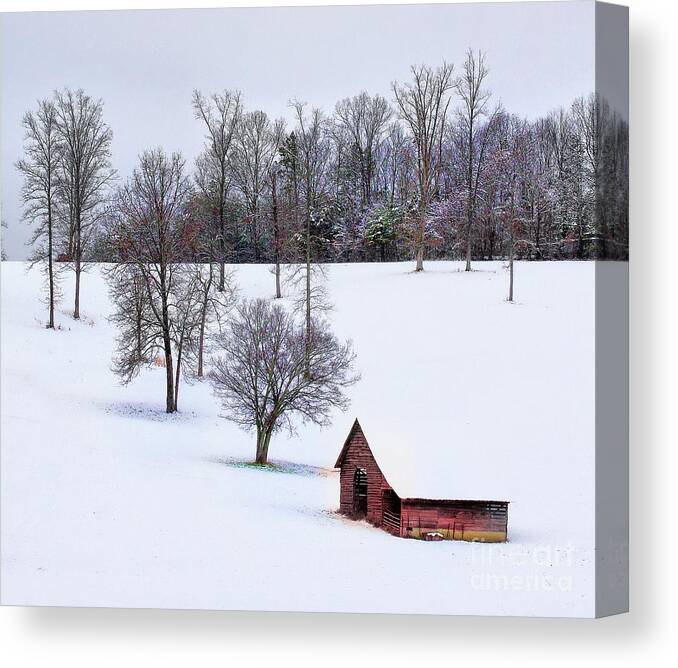 Snow Canvas Print featuring the photograph All is calm... by Rick Lipscomb