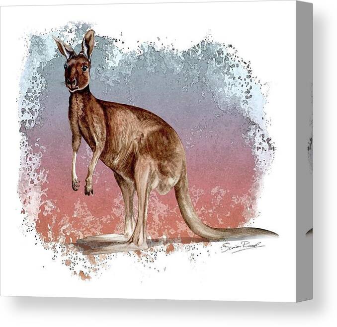 Art Canvas Print featuring the painting Australian Red Kangaroo by Simon Read