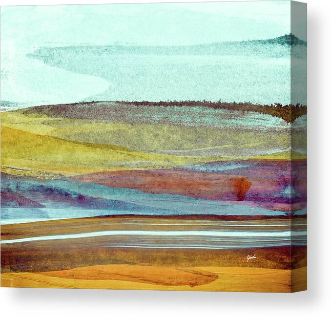 Landscape Canvas Print featuring the painting Autumn Hills - Abstract Landscape Painting in Pastel Colors by Modern Abstract