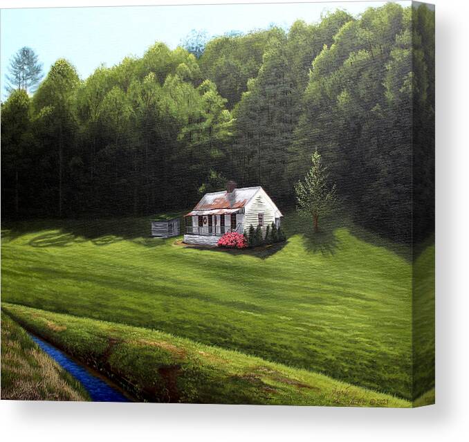 Cabin Canvas Print featuring the painting Cabin on Cartertwn by Adrienne Dye