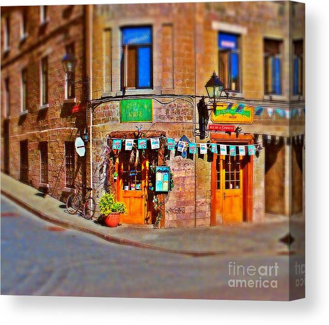  Canvas Print featuring the photograph Cafe on the Corner by Rodney Lee Williams
