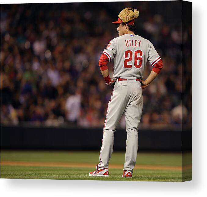 Baseball Pitcher Canvas Print featuring the photograph Chase Utley by Doug Pensinger
