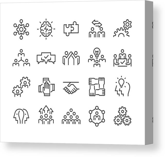 Expertise Canvas Print featuring the drawing Collaboration Icons - Classic Line Series by -victor-